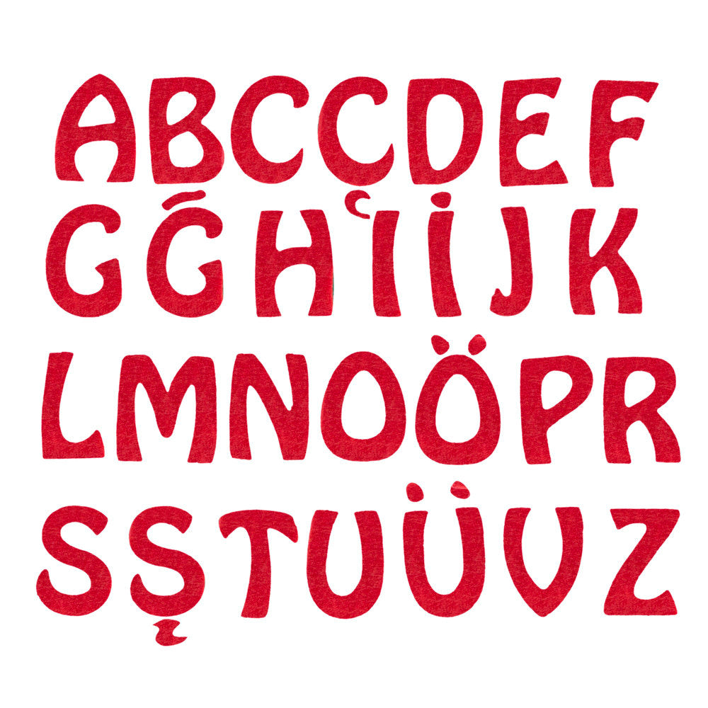 La Mia 4x2 cm 29'lu Kırmızı Harf Keçe Motifler M40